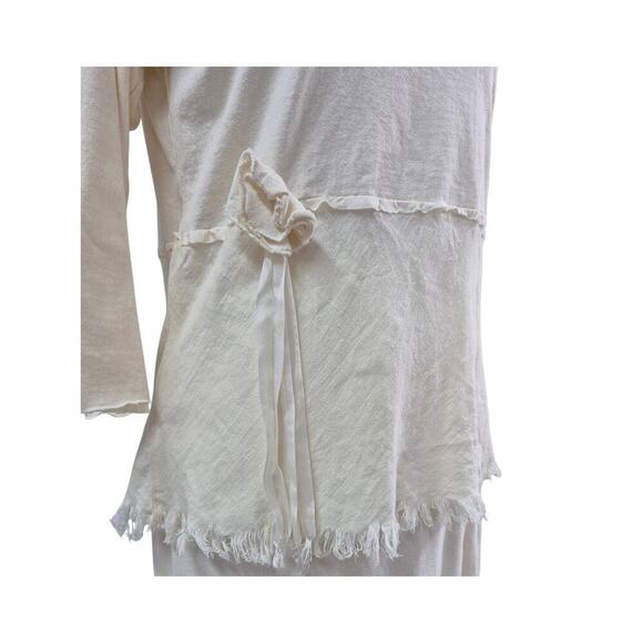 Rare VTG Christine Damen Cream Cotton Linen Maxi Skirt Set Fray/Fringe  Sz M/L - Picture 4 of 8